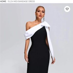 Elegant One-Shoulder Black and White Dress